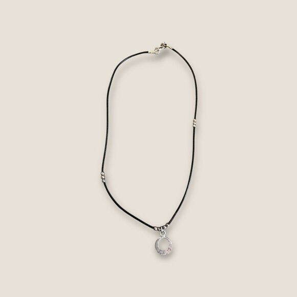 Silpada Sterling Silver & Leather Necklace With Circle Pendant - Picture 4 of 4